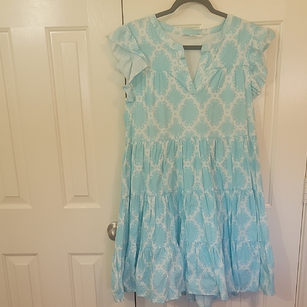 Roller Rabbit Light Blue Patterned Women's Dress